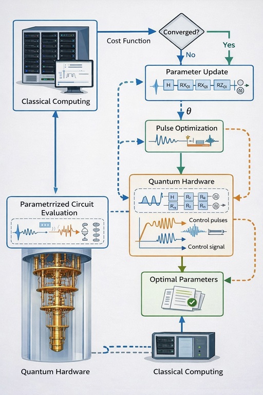Flowchart_illustrating_a_hybrid_quantum-classical_variational_algorithm_with_partial_compilation._The_process_combines_pulse_optimization_on_quantum_hardware_(parameterized_circuit_evaluation).jpg